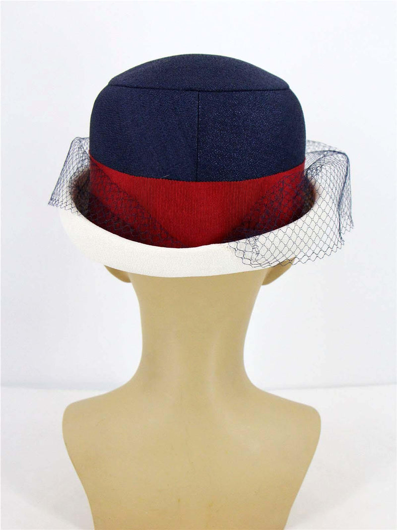 Navy Blue Vintage 1960s Day Hat