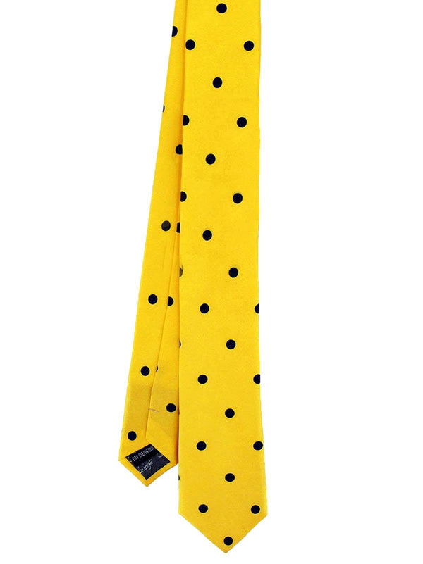 Yellow & Navy Spot Silk Skinny Tie