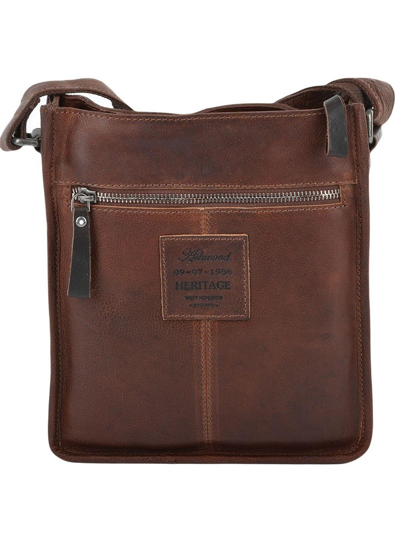 Men's Small Tan Leather Vintage Style Crossbody Bag