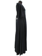 Black Vintage Maxi Dress with Lace Applique