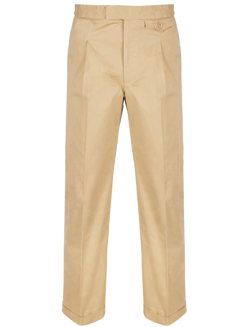 Forties Vintage Hank Cotton Fishtail Back Chino Trousers