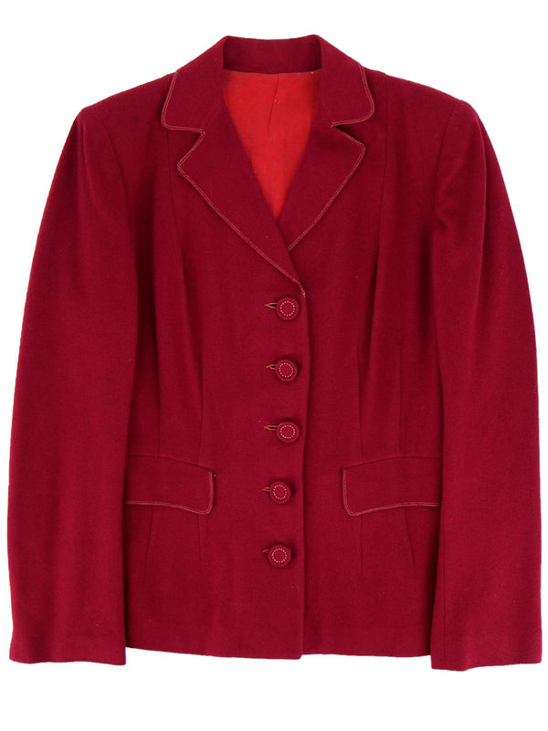 Wine Red 1940s Vintage Wool Jacket