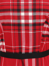 Red Check Vintage Style Contrast Collar A-Line Dress