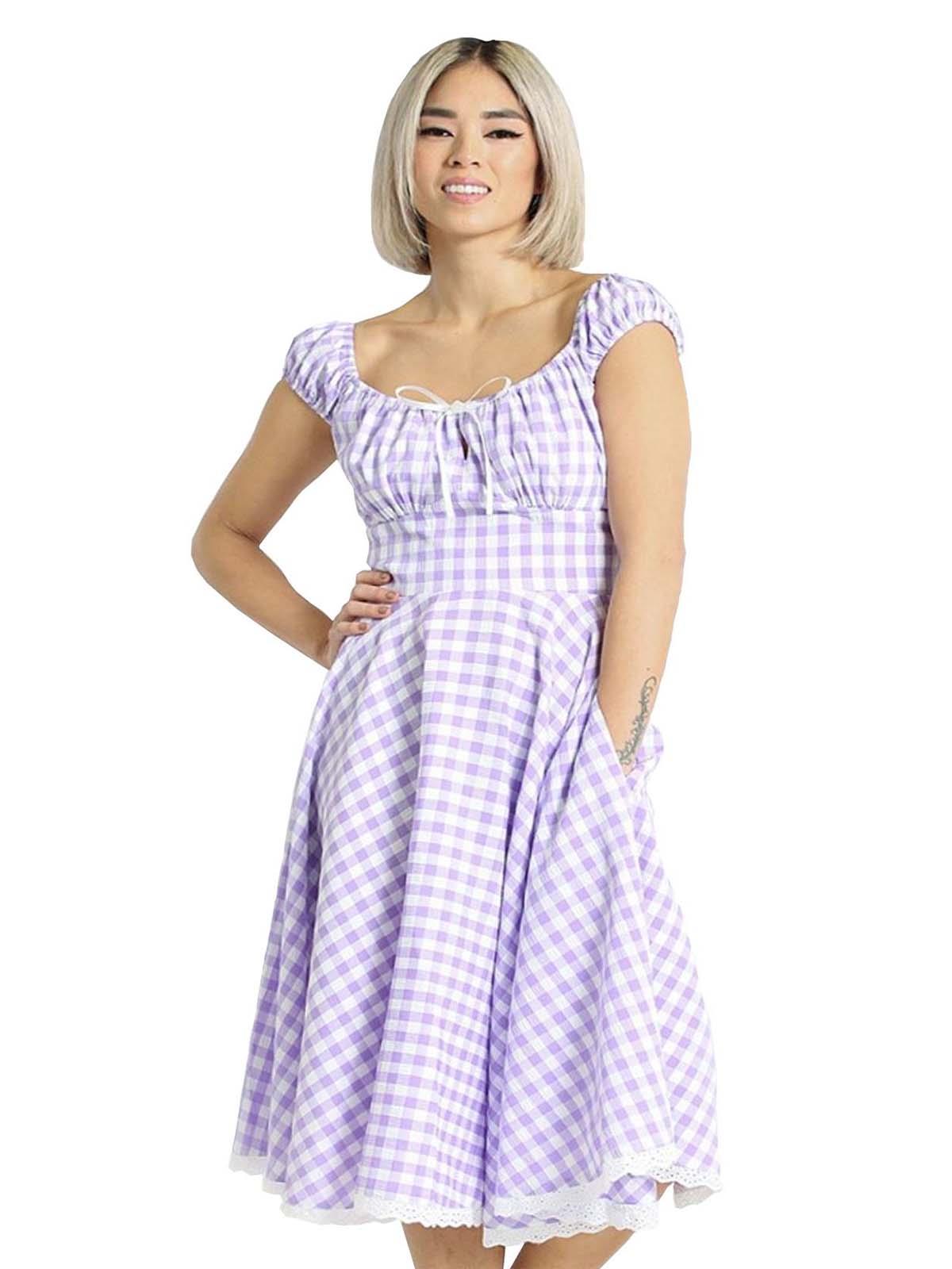 1950s Vintage Style Lavender Gingham Picnic Dress – RevivalVintage