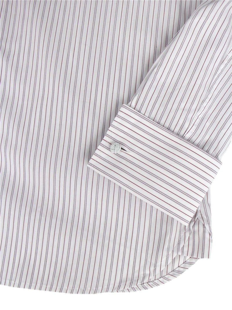 Red London Stripe Forties Vintage Spearpoint Shirt with Tab Collar
