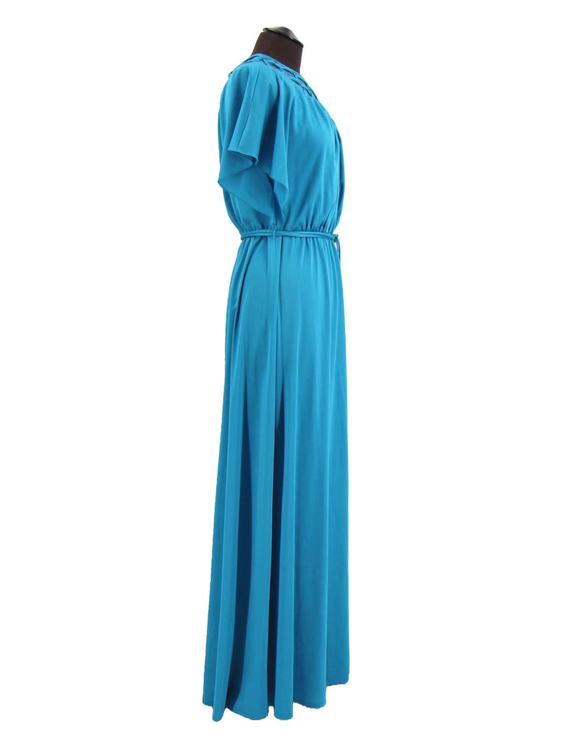 1970s Vintage Sky Blue Pleated C&A Dress