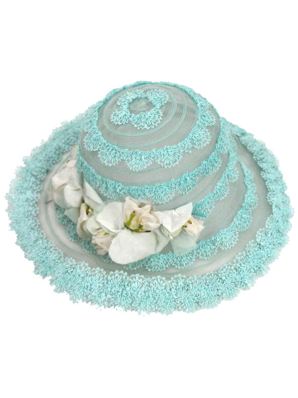 Sheer Turquoise Floral Vintage Sun Hat