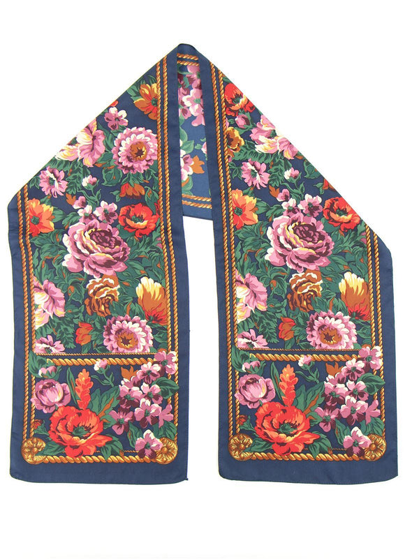Floral Vintage Scarf With Rope Border