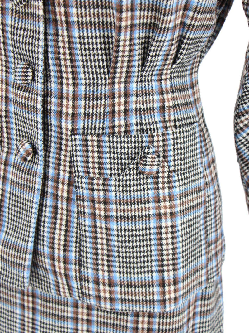 1940s Vintage Amity Skirt Suit in Brown & Blue Check