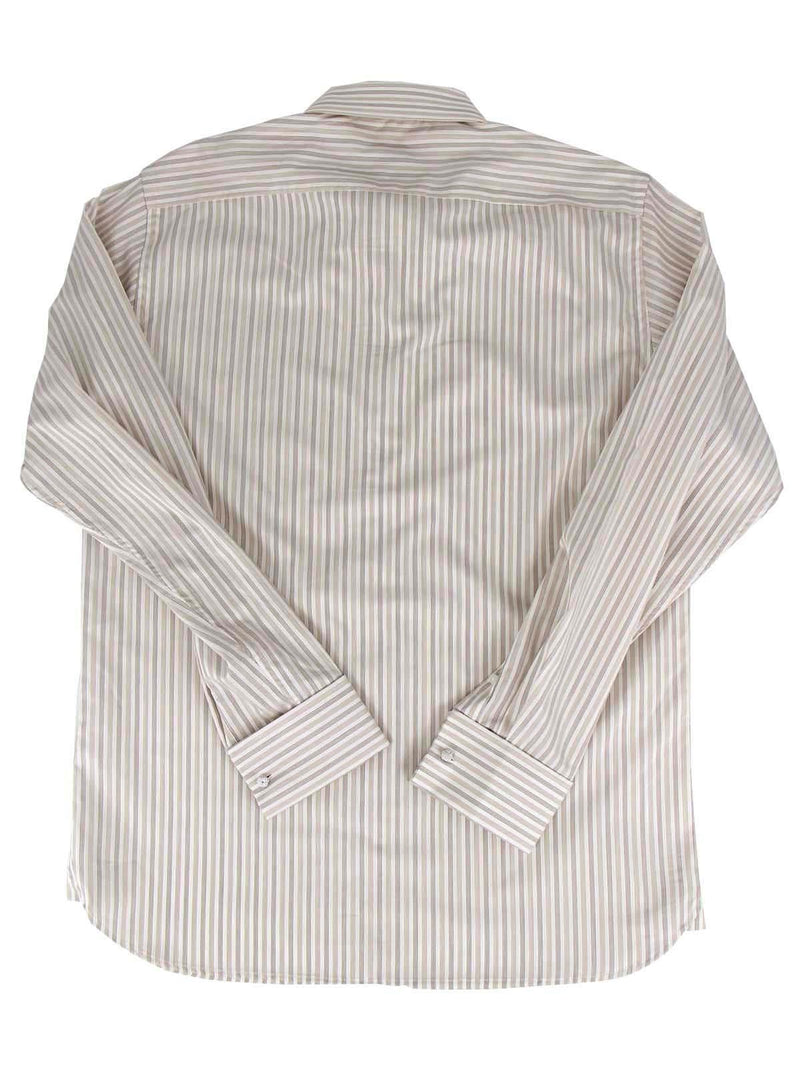 Brown Stripe 1940s Spearpoint Shirt with Tab Collar and French Cuff
