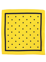 Yellow & Navy Blue Spot Silk Pocket Square