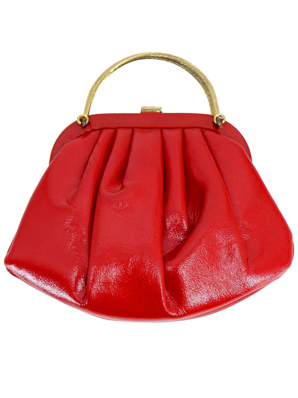 Small Red Vinyl 1960s Vintage Clutch Bag