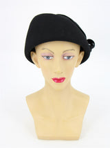 Vintage 40s Style Black Petal Trimmed Hat