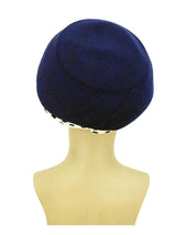 Navy Blue Vintage 1960s Deep Pillbox Hat