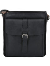 Men's Quality Black Leather Vintage Look Messenger Bag