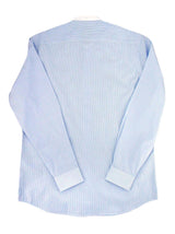 Blue Stripe 1940s Vintage Look Collarless Grandad Shirt
