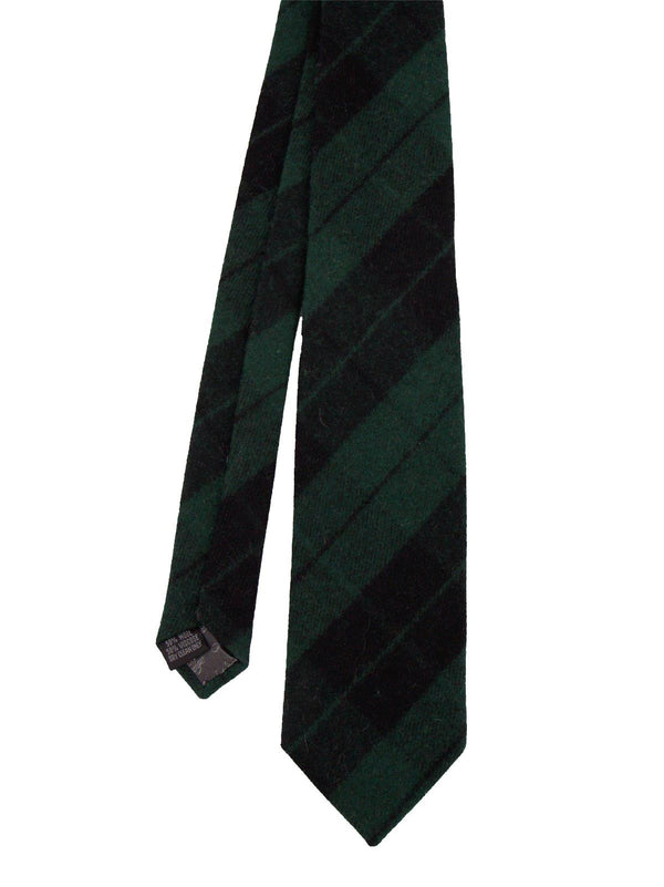 Classic Green & Black Tartan Wool Neck Tie