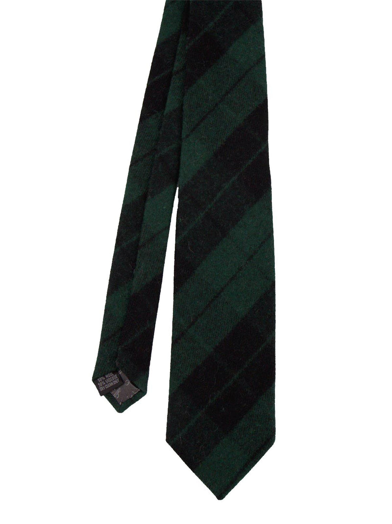 Classic Green & Black Tartan Wool Neck Tie