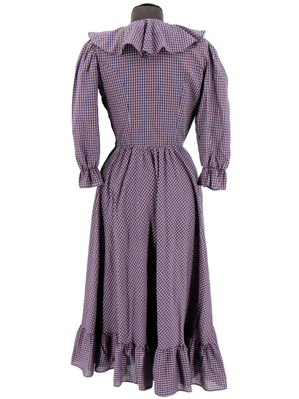 Vintage Ruffled Purple Gingham Dress