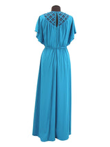 1970s Vintage Sky Blue Pleated C&A Dress
