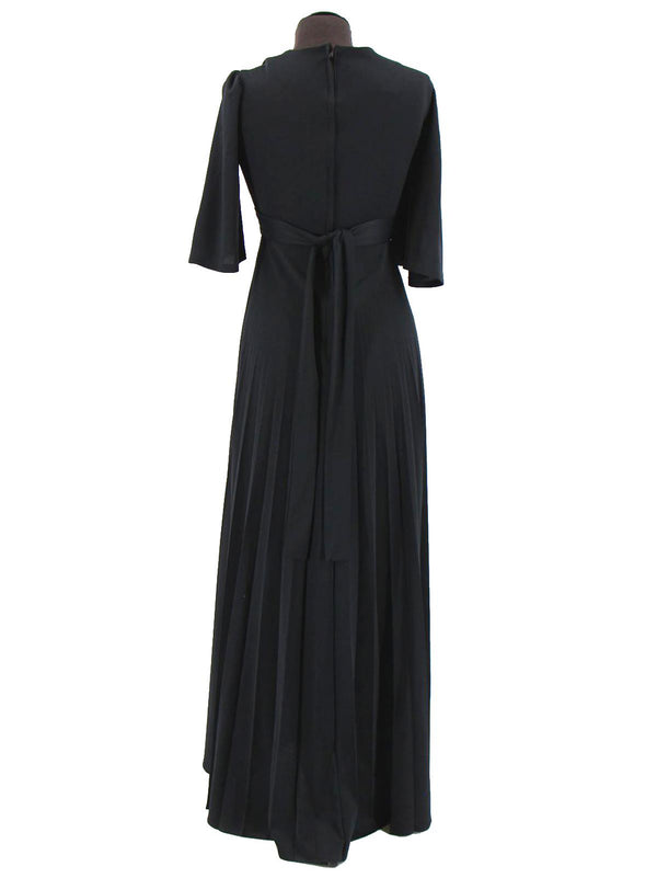 Black Vintage Maxi Dress with Lace Applique