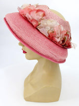 True Vintage Pink Floral Open Crown Hat